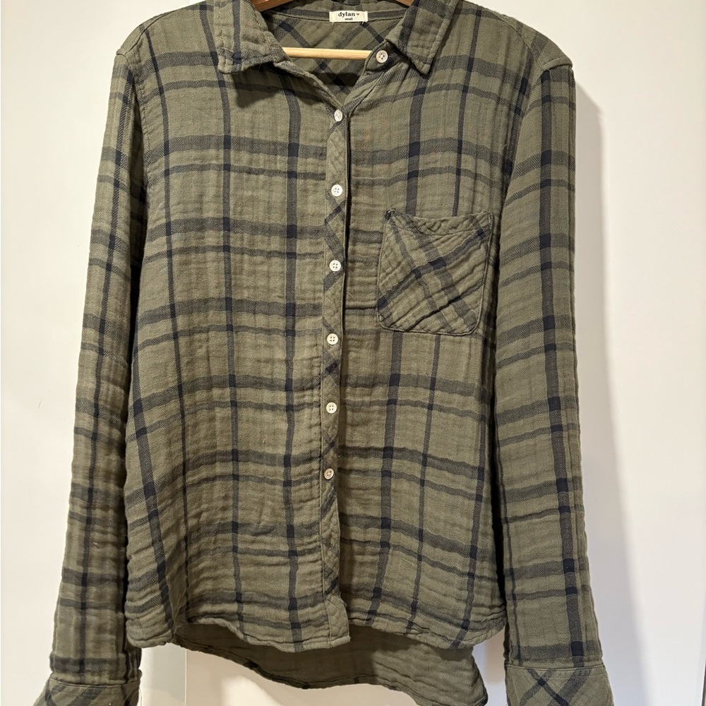 dylan Olive and Navy Plaid Casual Shirt